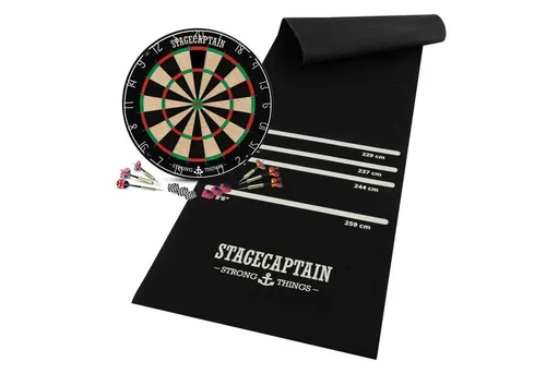 Stagecaptain DBS-1715 BullsEye Pro Dartscheibe Matte Set - Professionelle Dartscheibe aus Sisal mit extra dünner Drahtspinne, inklusive 6 Steeldarts und Dartmatte für sicheres Spielen – ideal für Turniere und Freizeit.