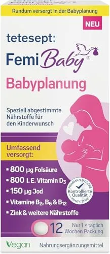 tetesept Femi Baby® Babyplanung 1 x 84 Tabletten – Nahrungsergänzungsmittel für die Frau zur Unterstützung bei Kinderwunsch – Spezielle Nährstoffe mit Folsäure, vegan