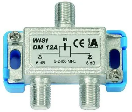 Wisi DM 12 A SAT-Verteiler, 2-fach, 6dB, 5...2400MHz, Klasse A, DC-Bypass, 16577 (DM12A)