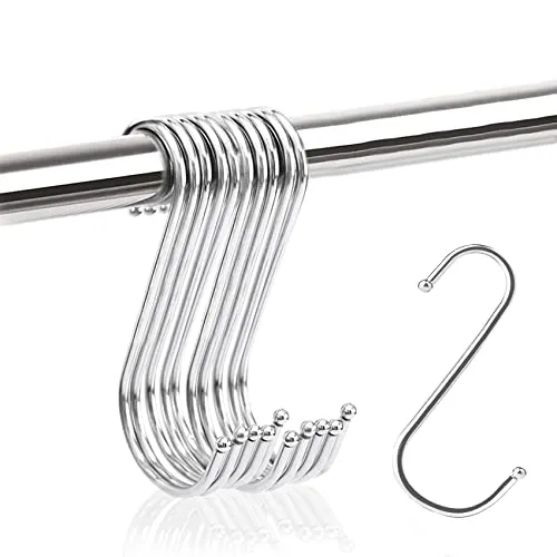 JeoPoom 10 Stück S Haken, 11.5cm S Haken Edelstahl Küchenhaken zum Aufhängen für Hängende Töpfe und Pfannen, Pflanzen, Kaffeetassen, Kleidung, Handtücher in Küche, Schlafzimmer, Bad, Büro und Garten