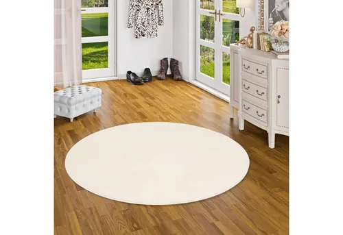 Snapstyle Luxus Teppich, Creme, Rund, 100x100 cm - Eleganter runder Teppich in Creme mit rutschfester Unterseite. Ideal für stilvolle Räume, bietet er Komfort und Strapazierfähigkeit. Perfekt für Familien und zur individuellen Raumgestaltung.