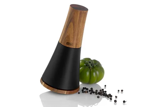AdHoc Salz- und Pfeffermühle Kreiselmühle Spin manuell - Küchenhelfer mit stufenloser Feineinstellung und punktgenauer Dosierung, aus hochwertigem Akazienholz und Keramikmahlwerk für perfekten Genuss.