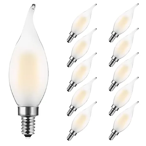 MZYOYO E14 Kerze LED Kerzenbirnen Lampe, E14 4W Classic Kerzenform Filament,ersetzt 35 Watt, 2700K Warmweiß Filament Fadenlampe,nicht dimmbar, Matt,10 Stück