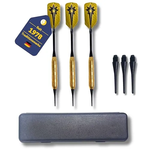 BEST SPORTING Safety-Dartpfeile Fortune I 3 Dartpfeile mit Kunststoffspitze & Messinghülse I Softdart-Set I E-Dart Pfeile in 16, 18 oder 21 g I inkl. Ersatzspitzen & Dart-Etui