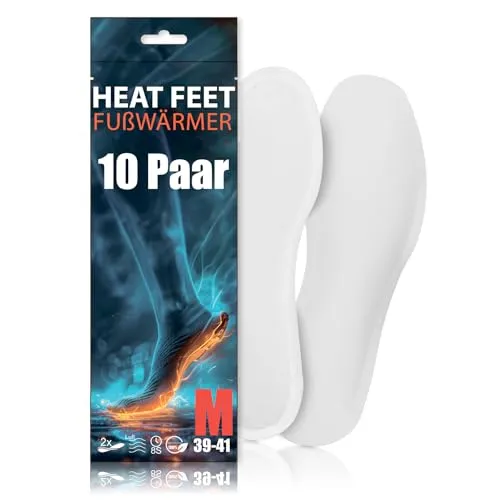 Paar HEAT FEET Wärmesohlen, Heizsohlen, Einlage Fußwärmer, wärmende Sohlen, warme Einlegesohlen, Wintersportarten Outdoorsport Weihnachtsmarkt, bei kalten Füßen für Schuhgröße 39-41 8h Wärme 10
