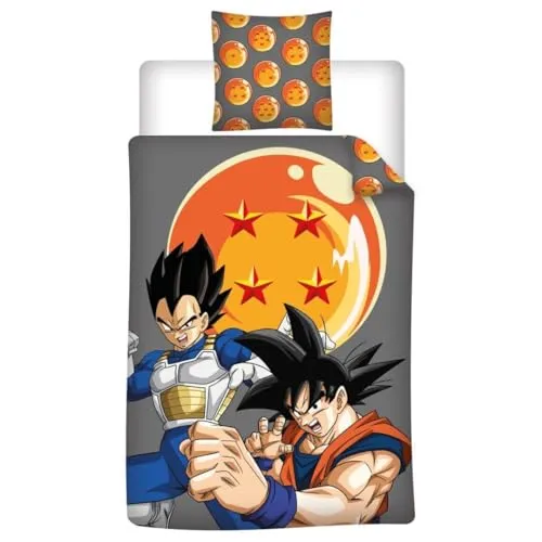 Bettwäsche 140x200 cm Dragon Ball Z Goku & Vegeta - Bettwäsche für echte Dragon Ball Z Fans, beidseitig bedruckt und aus hochwertiger PolyBaumwolle. Verleihe deinem Zimmer einen coolen Look!
