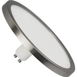 LightMe LED Mini-Panel Nickel gebürstet Ø14,5cm Lampe 8W GU10 matt 530lm Lichtschalter StepDimmbar