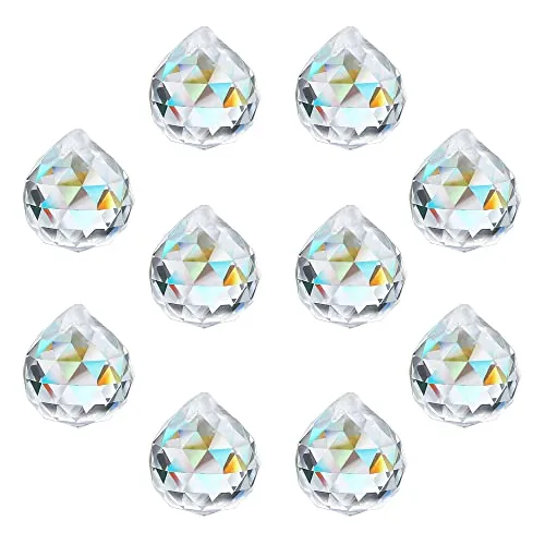 H&D HYALINE & DORA Klare Kristallkugel Prisma Sonnenfänger Kristall Anhänger, hängendes Glasdekor für Windows, Kronleuchter (20 mm, 10er Pack)
