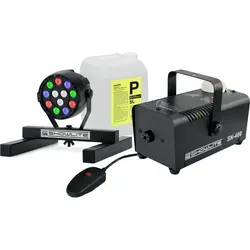 Showlite SN-400 Nebelmaschine + SPS-121 RGBW Spot Set - Licht & Bühne – Färbt Deinen Nebel in nahezu jeden Farbton, ideal für kleine Bühnen oder Diskotheken, inklusive 5 Liter Nebelfluid für sofortigen Einsatz.