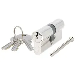 MS Beschläge Profilzylinder Doppelzylinder Messing vernickelt Schließzylinder, Türzylinder gleichschließend 35/35mm silberfarben 35/35 mm