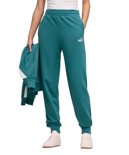 Puma Essentials Small No.1 Logo High-Waist Sweatpants in Emerald Ice