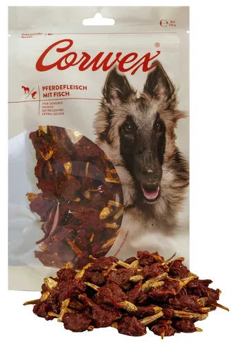 Corwex Pferdefleisch mit Fisch 250g – Getreidefreier Hundesnack, fettarm