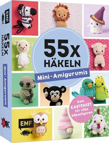 Mini-Amigurumis Kartenset: Häkeln von Wellensittich bis Wichtel - Häkeln Kartenset mit 55 süßen Amigurumi-Figuren, ideal zum Mitnehmen oder Verschenken. Enthält alle Grundlagen im praktischen Booklet.