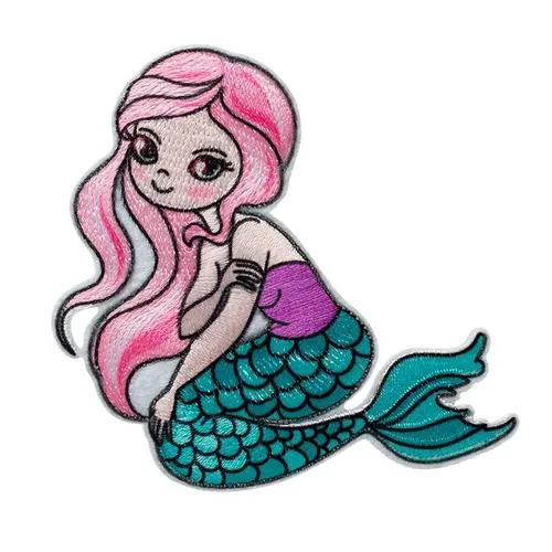 Bügelbild Applikation Aufnäher Patch Flicken Meerjungfrau 6,8 x 7,3 cm