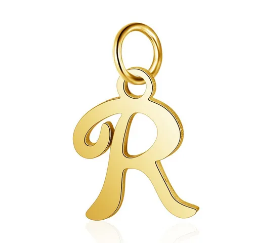 BUNGSA Anhänger Set Anhänger Buchstaben Gold aus Edelstahl Unisex R (1 Armband, 1-tlg), Pendant Halsketten