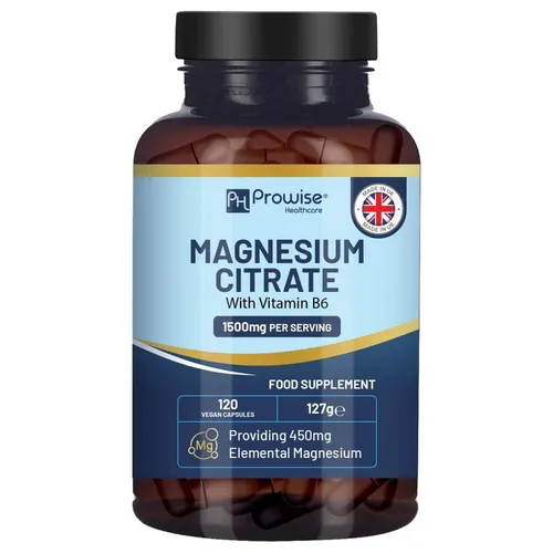 Prowise Magnesiumcitrat-Kapseln 1500 mg mit Vitamin B6 | 120 vegane Kapseln