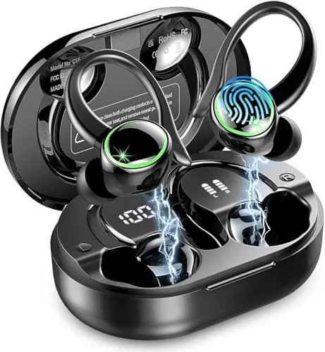 Bluetooth Kopfhörer Sport, Kopfhörer Kabellos Bluetooth 5.4 mit ENC Noise Cancelling und 4 HD Mics, 50 Std Kabellose Ohrhörer, In Ear Kopfhörer mit Hi-Fi Stereo, IP7 Wasserdicht, USB-C/LED-Anzeige