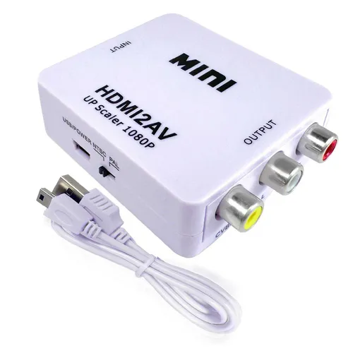 HDMI to AV Converter Composite RCA CVBS HDMI2AV Adapter Full HD 1080p TV Weiss