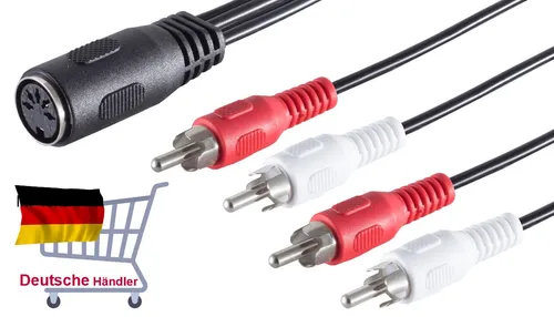Audio Kabel 5pol DIN Buchse auf 4 Cinch Stecker 0,2m IN OUT Dioden 20 cm=0,2 m