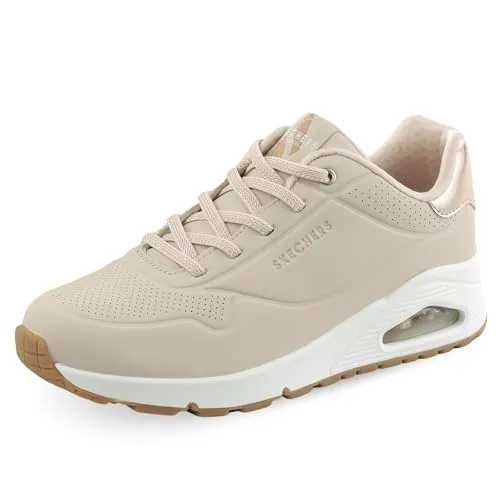 Skechers Damen-Sneaker in Beige, Gr. 42 - Bequeme und stylische Sneaker aus Textil mit Gummi-Sohle und Schnürsenkeln, ideal für den Alltag oder Freizeitaktivitäten.