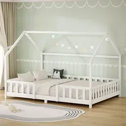 ML-Design Kinderbett 140x200cm mit Rausfallschutz und Dach – Stabil und sicher für Kinder - Modernes Kinderbett im Hausdesign aus robustem Kiefernholz mit integriertem Rausfallschutz für zusätzliche Sicherheit. Ideal für komfortable Nächte und kreatives Dekorieren im Kinderzimmer.