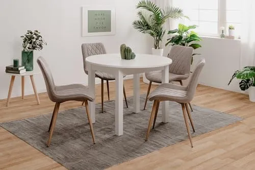 möbelando Esstisch Coburg in Weiß - 100x76 cm, erweiterbar - Esszimmertisch in zeitlosem Weiß, erweiterbar auf 140 cm Durchmesser. Hochwertige Materialien und einfache Selbstmontage für flexibles Essen in jedem Raum.