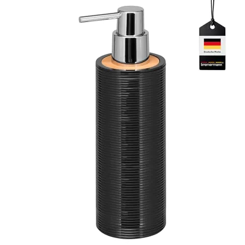 bremermann Seifenspender Segno aus Bambus und Kunststoff // Füllmenge ca. 340 ml (Schwarz)