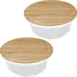 Vorratsdose Glas mit Bambusdeckel - 2 Stück 15,5 x 7 cm
