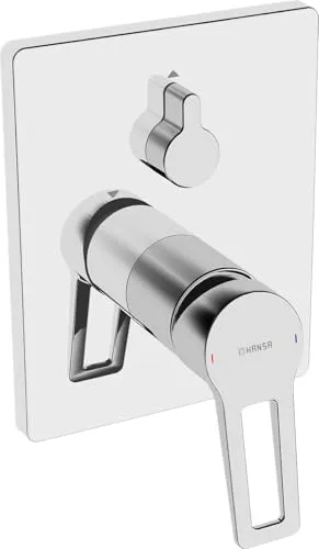 Hansa Fertigmontageset HANSATWIST für Wanne/Brause verchromt - Armaturen für Wandmontage, mit druckunabhängigem Drehumsteller und einfacher schraubenloser Rosettenbefestigung für mühelose Installation.