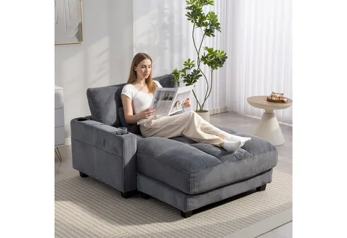 HOMCOM Chaiselongue 2 Sitzer Schlafsofa mit Bettfunktion von HOMCOM