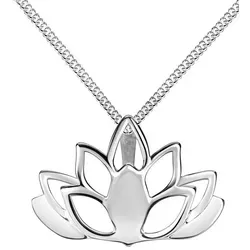 JEVELION Kettenanhänger KETTE MIT Anhänger Lotusblume 925 Sterlingsilber (Design Anhänger, für Damen), Mit Panzerkette - Länge wählbar 36 - 70 cm. silberfarben
