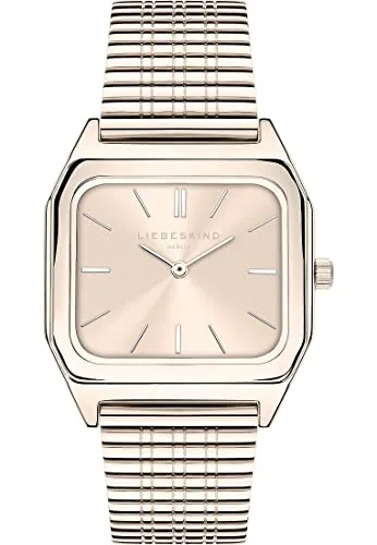 Liebeskind Berlin Armbanduhr LT-0353-MQ IP Frozen rosé - Elegante Damenuhr mit quadratischem Edelstahlgehäuse und stylischem Meshband im Retro-Look. Wasserdicht bis 3 ATM, ideal für jeden Anlass und kommt in einer schicken Geschenkbox.
