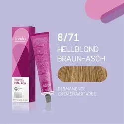 Londa Professional Extra Rich Crème Permanente Cremehaarfarbe 8/71 Hellblond braun-asch 60ml