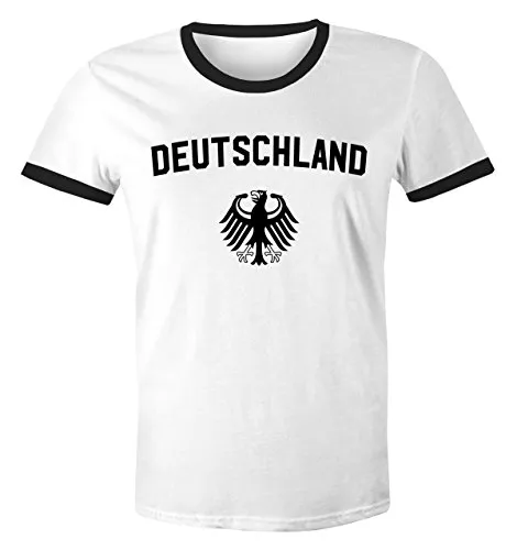 MoonWorks WM Shirt 2018 Fußball Deutschland Adler Wappen Herren Retro Weiss-schwarz XXL