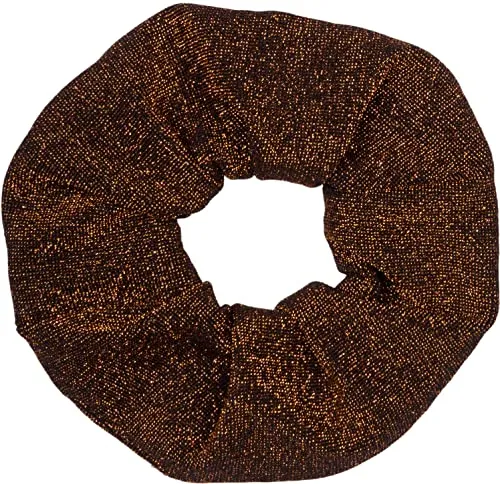 styleBREAKER Damen XXL Haargummi aus weichem Glitzerstoff, elastisch, Scrunchie Retro Style, Zopfgummi 04027047, Farbe:Bronze