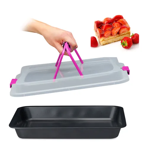 Backblech Backform mit Deckel Kuchen Transportbox rechteckige Kuchenform