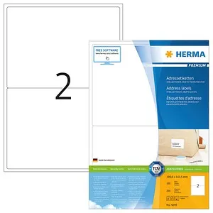 Herma Adressetiketten 4249 Premium, weiß - Diverse H - Selbstklebende Etiketten in A4-Größe, ideal für C6 Kuverts. Hergestellt aus 100% recyclingfähigem Material, CO2-neutral und mit zuverlässiger Haftung.