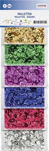 Glorex Pailletten 6 mm 30 g, bunt glänzend