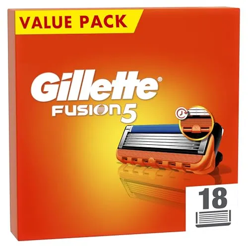 Gillette Fusion 5 Rasierklingen - 18 Ersatzklingen für Herren, 5 Anti-Irritations-Klingen für eine glatte und langanhaltende Rasur