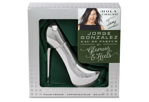 JORGE GONZÁLEZ Eau de Parfum EDICIÓN PLATA 50ml - Eau de Parfum für Frauen, einzigartiger Duft in Form eines High Heels, vereint Vanille, Jasmin, Pink Pepper und Kaffee für einen unwiderstehlichen Glamour.