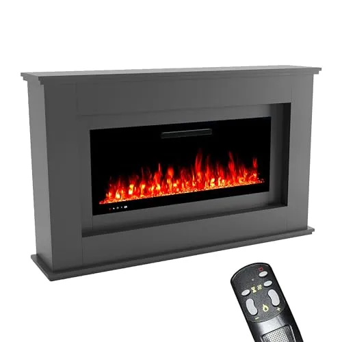 GLOW FIRE Elektrokamin RHEA – Weiß/Grau/Schwarz mit Heizung