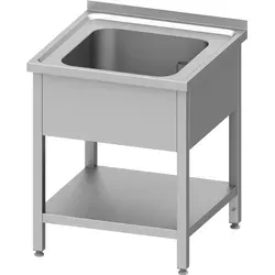 Spültisch mit Grundboden 600x600x850 mm, mit einem Becken mit Aufkantung, verschweißt
