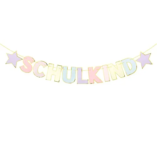BETESSIN Schulkind Girlande Pastell Deko Einschulung Mädchen Schulanfang Banner Hänge Deko für Schuleinführung Junge und Mädchen Einschulungsfeier Schulstart 1. Schultag