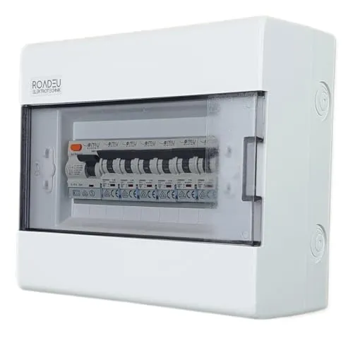 RoadEu - Leitungsschutzschalter 2P Phase + Neutral - Fi Schutzschalter 40A 2P - C 16A Sicherungsautomat und C 10A 4+2 in einem Aufputz Verteilerkasten - Sicherungskasten Aufputz