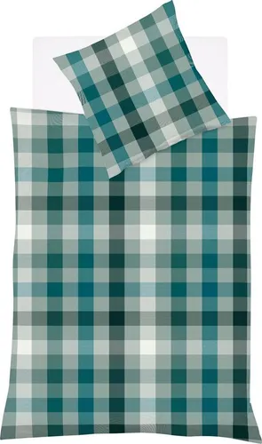 fleuresse Bettwäsche Lech 3742, 3-teilig aus Edelflanell - Bettwäsche in grün, aus 100% Baumwolle, besonders weich und pflegeleicht. Ideal für gemütliche Nächte und entspannende Träume.
