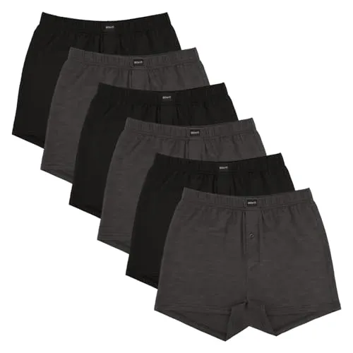Gomati 6er Pack Herren Jersey Boxershorts - Anthrazit-Schwarz 5XL