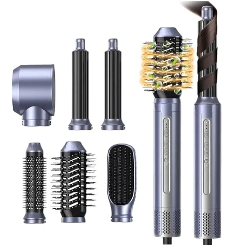 Hairstyler Set, Warmluftbürste Set, 6 in 1 Air styler, Haarstyler mit Lockenstab, 110000 RPM, Negativ Ionen Stylingbürsten, Steuerung von Kalt- und Warmluft, Geräuscharm