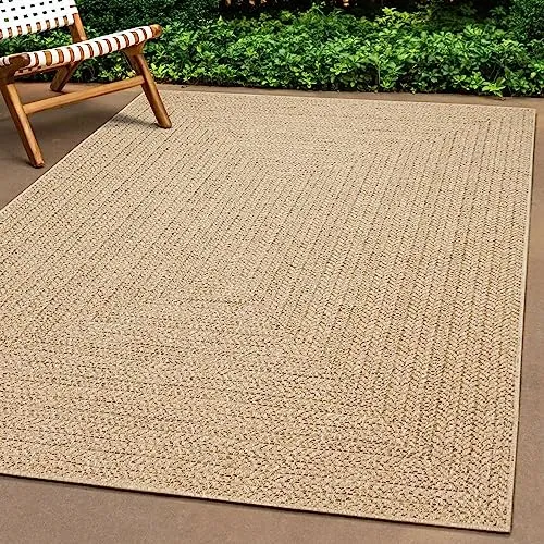 Teppich-Traum Outdoor Teppich modern robust Jute Look wetterfest Balkon Garten Terrasse 140x200 cm