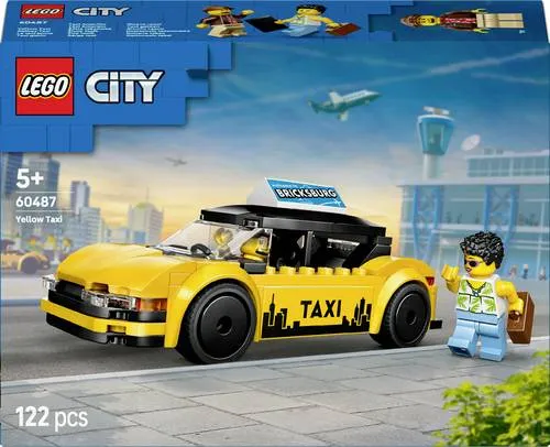 LEGO Gelbes Taxi - 60487 - Gestalte spannende Abenteuer in LEGO® City mit dem knallgelben Taxi! Mit stylischen Felgen und einem modernen Design ist es der perfekte Begleiter für deine Stadtfahrten. Der Kofferraum bietet Platz für Gepäck und lässt sich leicht öffnen.