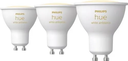 Philips Hue GU10 smarte Lampe - 3er-Pack, einstellbares warm- bis kaltweißes Licht, Bluetooth-kompatibel und Sprachsteuerung mit Alexa, Apple Home und Google Assistant